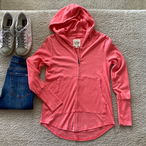 Chaser Jackets & Blazers - Chaser Coral Color Hooded Jacket